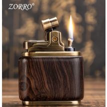 Zorro Reines Kupfer Kerosin-Feuerzeug Handgefertigte Holzschalen-Zündpresse. Nostalgisches Sandelholz-Ebenholz-Feuerzeug als Geschenk für Raucher