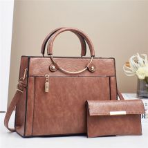 2 teile/satz Glatte PU Leder Taschen Große Kapazität Totes Handtasche Geldbörse Für Frauen Umhängetasche Umhängetasche Weibliche Top Griff Tasche