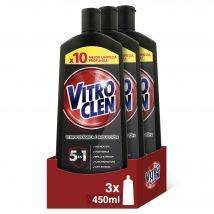 Vitroclen - Limpiador de Vitrocerámica Crema, Pack 3x450 ml, Limpieza Profunda, Desengresante, Brillo Superior