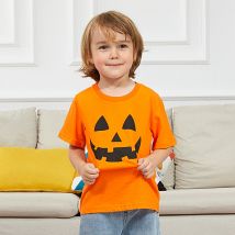 Baby Kürbis Top Jungen Kürbis Gesicht T Shirt Kleinkind Halloween Kostüm Mädchen Druck Casual Kurzen Ärmeln Thema Party Spiel Kleidung