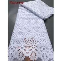 Tessuto di pizzo guipure africano bianco con paillettes 2025 pizzo guipure nigeriano di alta qualità per cucire abito da sposa F4025
