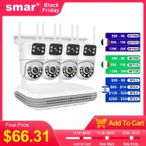 Sistema CCTV wireless Smar Kit telecamera WiFi Telecamere IP da 6 MP con audio di sicurezza a doppia lente 8CH NVR Set di videosorveglianza ICse