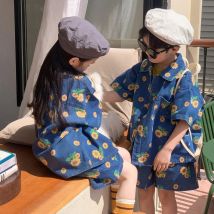 1-7 Jahre Mädchen Jungen Casual Sommer Druck Blume Jeans Anzug Baby Kinder Kinder Weiche Denim Kleidung Set Bluse + Shorts 2 stücke