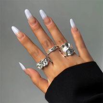 3 Stück Vintage unregelmäßigen plissierten offenen Ring für Frauen Männer Vintage Punk Liquid Metal Style Finger y2k Accessoires Modeschmuck