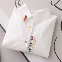 Camicette da donna stile primavera autunno Camicie Lady Casual Manica lunga Colletto rovesciato Cartoon Ricamo Blusas Top