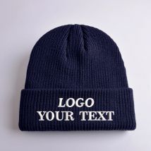 Personalized Customize Text Logo Embroidery Beanie Hats for Women Men Winter Thicken Warmer Knitted Caps Wholesale Dropshipping