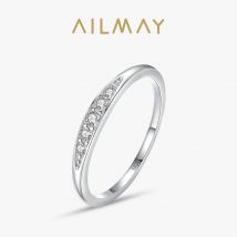 Ailmay 925 Sterling Silber Einfache Stapelbare Weibliche Ringe Klar Zirkon Finger Ring für Frauen Minimalistischen Edlen Schmuck 2021 Neue