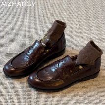 Frauen Wohnungen Müßiggänger Schuhe Leder Designer Retro Schuhe 2024 Trend Herbst Klassische Schuhe Frauen Neue Walking Kleid Femme Zapatillas