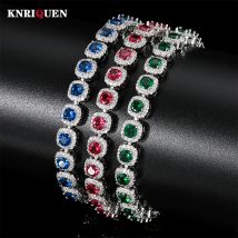 Neue Retro 4*4mm Rubin Smaragd Saphir Armbänder für Frauen Edelstein Cocktail Party Edlen Schmuck Dame Jahrestag geschenk Zubehör