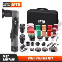 SPTA Cordless 12V Mini Auto Polierer RO/DA Tragbare Griffmaschine 1/2/3 Zoll Pads Kit für Auto Detaillierung Wachsen Polieren