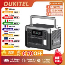 OUKITEL P1000 PLUS Przenośna Stacja Zasilania 1800W 1024Wh Bateria Lifepo4 Generator Solarny, Zasilanie Awaryjne Domowe Kemping Plenerowy Mobilne Zasilanie