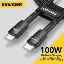 Kabel Essager 100W C do C Kabel USB C C Szybkie ładowanie Ładowarka PD Przewód do Macbooka Samsung