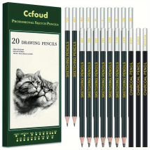 20-teiliges professionelles Zeichenstift-Set aus Holz, vorgespitzte Graphit-Skizzenstifte mit mittlerer Spitze für Künstler