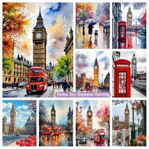 London Big Ben Stree Car Landscape 5d Full Diamond Painting Kits Red Telephone Booth Cityscape Cross Stitch Mosaic Home Decor