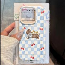 Creative Cherry Striped Dachshund Phone Case For iPhone 17 Air 16 15 14 13 12 11 17 Pro Max X XR XSMax 7 8 Plus Soft Back Cover