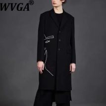WVGA Frühling Herbst Neue Mann Flut Schwere Stickerei Trendy Lange Ärmeln Jacke Nische Chic Casual Mid-Länge Graben mäntel Ins W12934