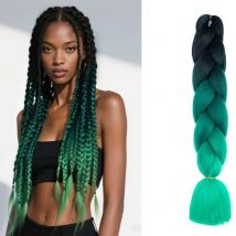 1 Stück 24 Zoll Ombre Zöpfe Jumbo Flechthaar Pferdeschwanz Synthetische Häkelhaarverlängerungen Modisch für den täglichen Gebrauch Party Cosplay