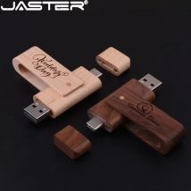 Chiavette USB in legno girevoli JASTER 128 GB 2 in 1 TYPE-C Pen Drive 64 GB Logo personalizzato