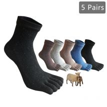 1/5 Paar Wolle Fünf-Finger-Kurzsocken Mann Winter Solide Business Schweißabsorbierende antibakterielle atmungsaktive warme weiche Zehensocken