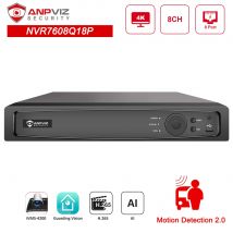 Anpviz 12MP 8CH POE NVR OEM DS-7608NI-Q1/8P Videoregistratore di rete AI POE - Supporta fino a 8 x Uscita video telecamera POE Visualizzazione P2P