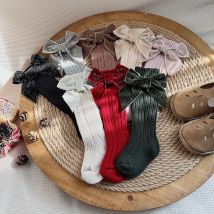 Winter Baby Mädchen Weihnachten Lange Socken Kinder Baumwolle Großen Bogen Kniehohe Socke Woolen Beinlinge Kinder Weiche Socken Für 0-5 jahre