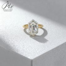 Schildring, Moissanit-Diamant, Rubin, Saphir, Sechseck, 925er Sterlingsilber, Ehering ​ Schmuck für Damen Premium-Schmuckgeschenke