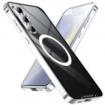 Magnetic Wireless Charging Metal Case For Samsung Galaxy S24 S25 Ultra Plus Aluminum Alloy Frosted Shell For Samsung S24 FE Case