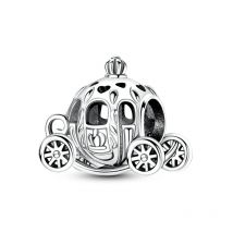 Ciondoli in argento sterling 925 con carrozza di zucca reale, perline di zirconio CZ, bracciale originale, regalo di gioielli da donna fai da te