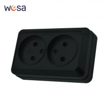 Nero Non Spine di terra Presa Prese elettriche Superficie a parete Vernice Plastica Classica ignifuga Standard UE Superficie 250V