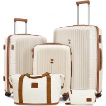 Set di valigie durevoli e leggere con guscio rigido in PP, valigia da viaggio con borsone e borsa da toilette, lucchetto TSA, ruote girevoli