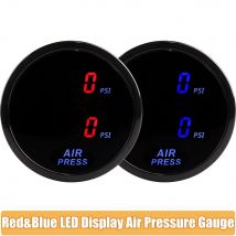 52 mm Dual-Luftdruckmessgerät mit roter und blauer LED-Anzeige für Luftfederungssystem, 12 V, Auto, Bar, Turbo-Boost-Luftdruckmessgerät mit Sensor