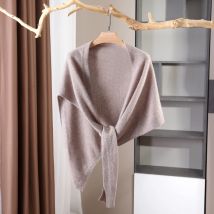 Unregelmäßiger dreieckiger Strickschal aus 100 % Wolle, warmer geknoteter Schal für Damen im Herbst und Winter, einfarbige, abgeschrägte Weste