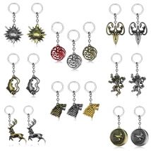 Thrones portachiavi Stark Wolf Head Dragon Badge portachiavi ciondolo portachiavi llaveros of Movie Gifts for Friends