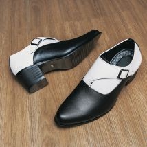 Männer Schnalle Gürtel High Heels Lederschuhe Höhe zunehmende Party Büro Oxfords reifen Mann elegant schwarz weiß erhöhen Hochzeit