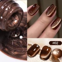 12ML 1-16PCS Black Brown Glass Bead Magnet Cat Eye Gel Nail Polish Orange Nails Loulan Ancient City Cat Eye Nail Glue