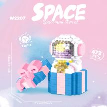 Knew Built Luminous Astronaut Geschenk Mond Micro Brick Bausteine Set Lernspielzeug LED Licht Technologie Ziegel für Erwachsene
