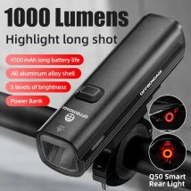 OFFBONDAGE Lampka rowerowa 1000 lumenów Reflektor rowerowy Power Bank Latarka USB Ładowanie MTB Podświetlacz drogowy