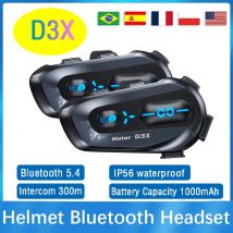 1/2PCS D3X Motorrad Helm Intercom Bluetooth Headset IP56 Staubdicht Wasserdicht Musik Teilen Unbegrenzte Anzahl Von Sprech