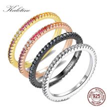 KALETINE Luck Ringe aus 925er-Sterlingsilber für Damen, klassisch, mehrfarbig, Mini-CZ, Damen-Eheringe, Set für Paare, Schmuck, Geschenk