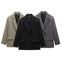 KUCLUT 2024 Cappotto da abito ampio doppiopetto tinta unita da donna primavera e autunno