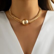 Dicke Ketten mit großer Kugel, kurze Halskette für Frauen, trendiger klobiger Kragen am Hals, 2024, Modeschmuck, Accessoires, weiblich