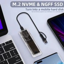 M.2 NVME PCIe NGFF SATA Custodia SSD doppio protocollo Trasparente USB Tipo C 10Gbps PCI-E M2 SSD Custodia esterna trasparente Scatola disco rigido