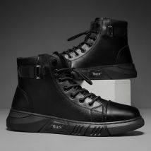 HKDQ Heißer Verkauf männer Stiefeletten Herbst Klassische Schwarze Stiefel Britischen Stil Casual Stiefel Für Männer Günstige High Top Leder schuhe Mann