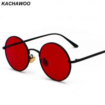 Kachawoo Damen-Sonnenbrille mit roten Gläsern, runder Metallrahmen, Vintage-Retro-Brille, Sonne für Männer, Unisex, Geburtstagsgeschenke