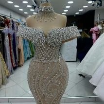 2025 Aso Ebi Cristalli Sirena Abito da ballo Serata Festa formale Secondo ricevimento Compleanno Abiti di fidanzamento Abiti Robe De Soiree