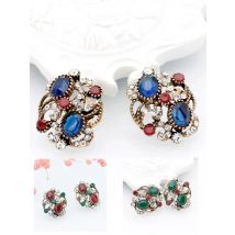 Sunspicems Vintage Bohemia Earrings For Women Turkish Jewelry Antique Gold Color Round Crystal Arabic Bride Earring