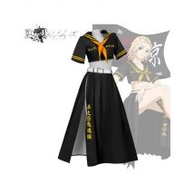 Sano Manjiro Cosplay dress Anime Tokyo Revengers cosplay costume Tokyo Manji Gang Mikey uniform Sailor top skirt party Women