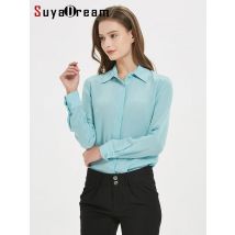 SuyaDream Damen-Seidenhemden, 100 % echte Seide, solide, langärmelige, schicke Blusen mit Knöpfen,