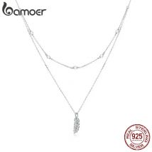 Bamoer Sterling Silber 925 Shiny Weizen Ohren Anhänger Halskette für Frauen Kette Halsketten Vergoldet platin frauen Schmuck BSN208