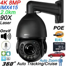 Max.512G Laser Infrared Metal Auto Tracking Cruise 8MP 4K 90X Optical Zoom 360° Audio POE PTZ Speed Dome Surveillance IP Camera